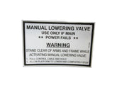 1701553 Decal, Manual Lowering | JLG